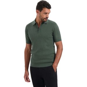 No Excess - Pullover Short Sleeve Polo Zip - Donkergroen - Poloshirt