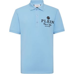 Philipp Plein - Polo Shirt SS Club The Course - Blauw - Katoen Piqué