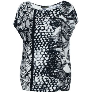 Eivormige Jersey Top - Zwart-Witte Print - Viscosemix