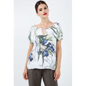 Conquista - Zomerse Top - Geweven Printstof - V-hals - Korte Mouwen