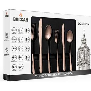 Buccan - Bestekset - London - RVS - 90 delig - Roségoud