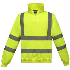 Yoko Uniseks hi-vis sweatshirt met kwartrits voor volwassenen