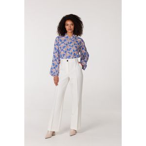 Jansen Amsterdam Paris relaxed fit pantalon met siernaden winter white