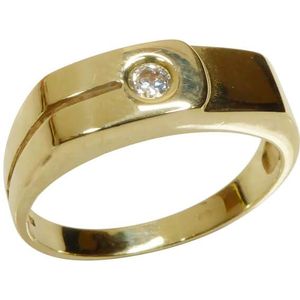 Christian Gouden cachet ring met zirkonia