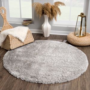 Muratap Porto rond soft fluffy vloerkleed hoogpolig effen 120 cm rond