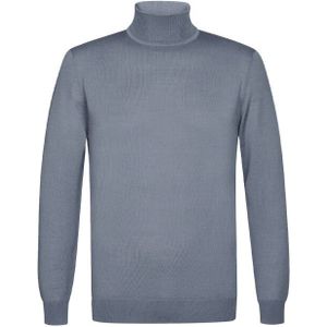 Profuomo - Pullover Mock Neck Merino - Blauw - Heren - Wol