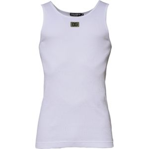 Dolce & Gabbana - Witte Geribbelde Tanktop - Heren - Mouwloos - Katoen