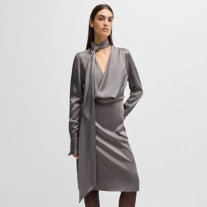 BOSS - Bascarva - Damesjurk - Lichtgrijs - 72% Acetaat 28% Viscose