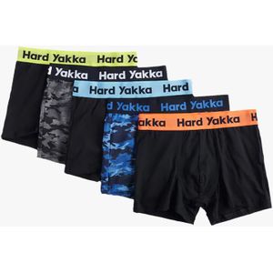Hard Yakka - Cotton Trunk 5PK - Boxershorts - Zwart - Fluorescerend Geel - Camouflage - Grijs