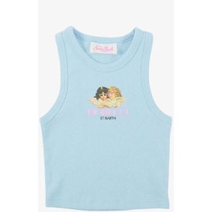 Fiorucci - Saint Barth - Top - Blauw - Rib - Engelen Print