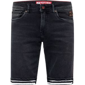 Rusty Neal - BENSON - Jeansshorts - Zwart - Normale Pasvorm