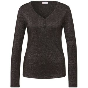 Street One - Glitterend Shirt - Bruin - Dames - Lange Mouwen