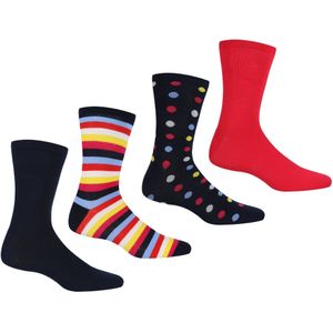 Regatta - Enkelsokken - Set van 4 - Gestippeld Effen Streep - 85% Katoen