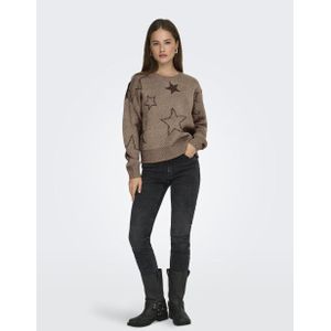 Only - ONLROSIE LS O-NECK GLITTER KNT - Gebreide Trui - Cocoa