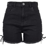 Urban Classics Dames denim lace up hoge taille shorts