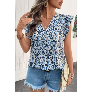 Gedrukt Flattermouw Blouse