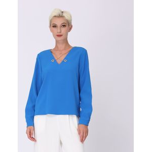 Blouse - V-hals - Recht - Lange Mouwen