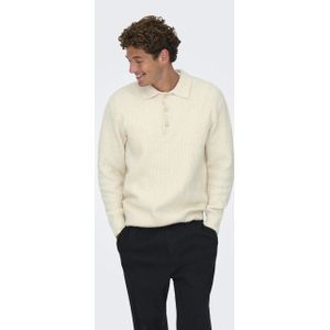 Only & Sons - Onsdale Rlx Ls Polo Knit Noos - Poloshirt - Gardenia - Heren