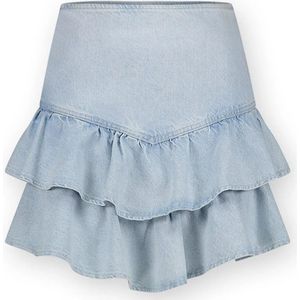 Homage to Denim Licht denim ruffle minirok