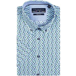 Bos Bright Blue R.b. boston casual hemd korte mouw korte mouw shirt regular fit 316670/731