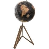 Clayre & Eef Wereldbol 31x31x67 cm Zwart Hout Metaal Globe