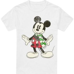 Disney Heren mickey mouse retro sjaal kerst-t-shirt