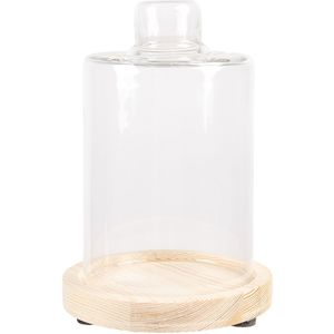 Clayre & Eef Stolp Ø 11x17 cm Bruin Hout Glas Rond Glazen Stolp