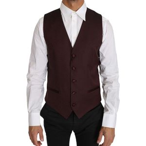 Dolce & Gabbana Mannen Paars Patroon Wol Zijde Waistcoat Vest