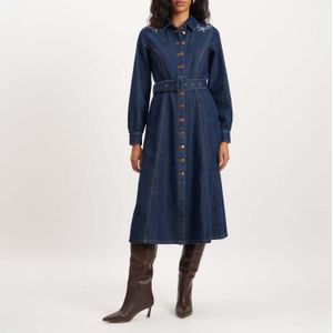 Nobodys Child - Paso - Midi-jurk - Denim - Bloemige Geborduurde