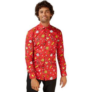 OppoSuits - Shirt ls - Rood - Kerstoverhemd
