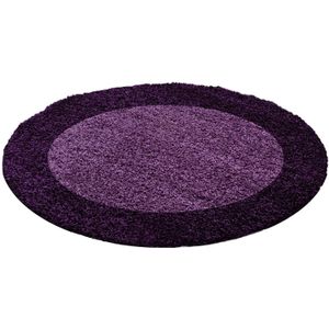 Muratap Basic rond shaggy kader vloerkleed hoogpolig- 200 cm rond