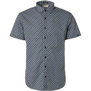 No Excess Shirt short sleeve allover printed washed blue