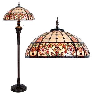 LumiLamp Tiffany vloerlamp Ø 57x166 cm rood glas halfrond roos staande