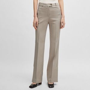 Dames Boss Terela Slim-Fit Flared Broek in Beige