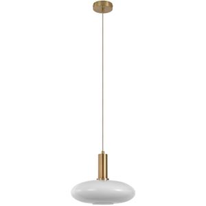 House Nordic Chelsea pendant pendant in elipsoid shaped white glass and brass socket, 150 cm fabric cord 150 cm fabric cord bulb: e27/40w