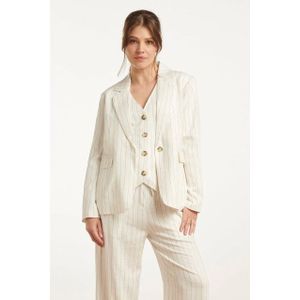 Smashed Lemon - Witte Pinstripe Linnen Blazer
