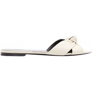 Saint Laurent - Slippers - Beige - 100% Kalfsleer