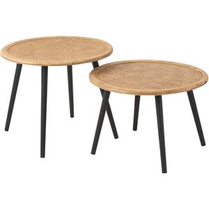 J-Line set van twee bijzettafel bamboo naturel 67x67x56.5cm