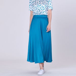 Wijd uitlopende midi rok - Satijn - A-lijnrok