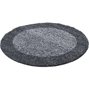 Muratap Basic rond shaggy kader vloerkleed hoogpolig- 120 cm rond