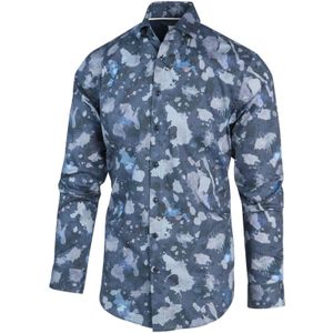 Blue Industry Blauw print overhemd
