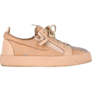 Giuseppe Zanotti Gail Sneakers in nude leren met slangenhuideffect