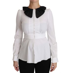 Dolce & Gabbana Witte Kraag Katoenen Lange Mouwen Blouse Top