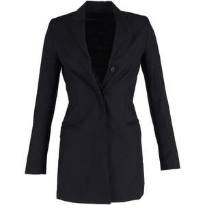 Acne Studios Center Twill Lange Jas in Zwart Katoen