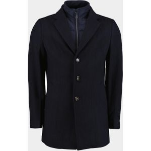 Bos Bright Blue Wollen jas job coat herringbone 23301jo02bo/290 navy