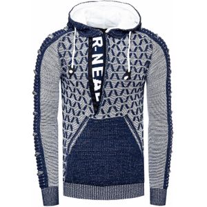 Rusty Neal - Grof Gebreide Hoodie - Casual Pasvorm - Met 1/2 Rits