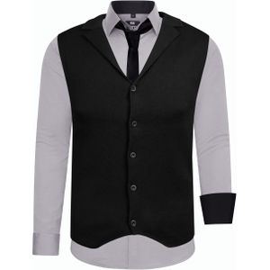 Set van 3 overhemden met vest en stropdas