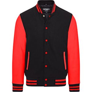 Letterman - Genua - Varsity Bomberjack - Zwart Rood - Wollen Leren