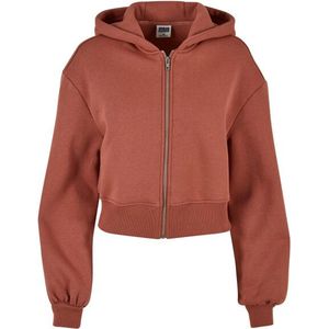 Urban Classics Dames korte oversized hoodie met volledige ritssluiting