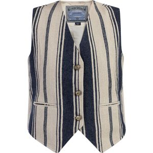 DreiMaster - Waistcoat - Donker Marineblauw - Dames - Gebroken Witte Strepen